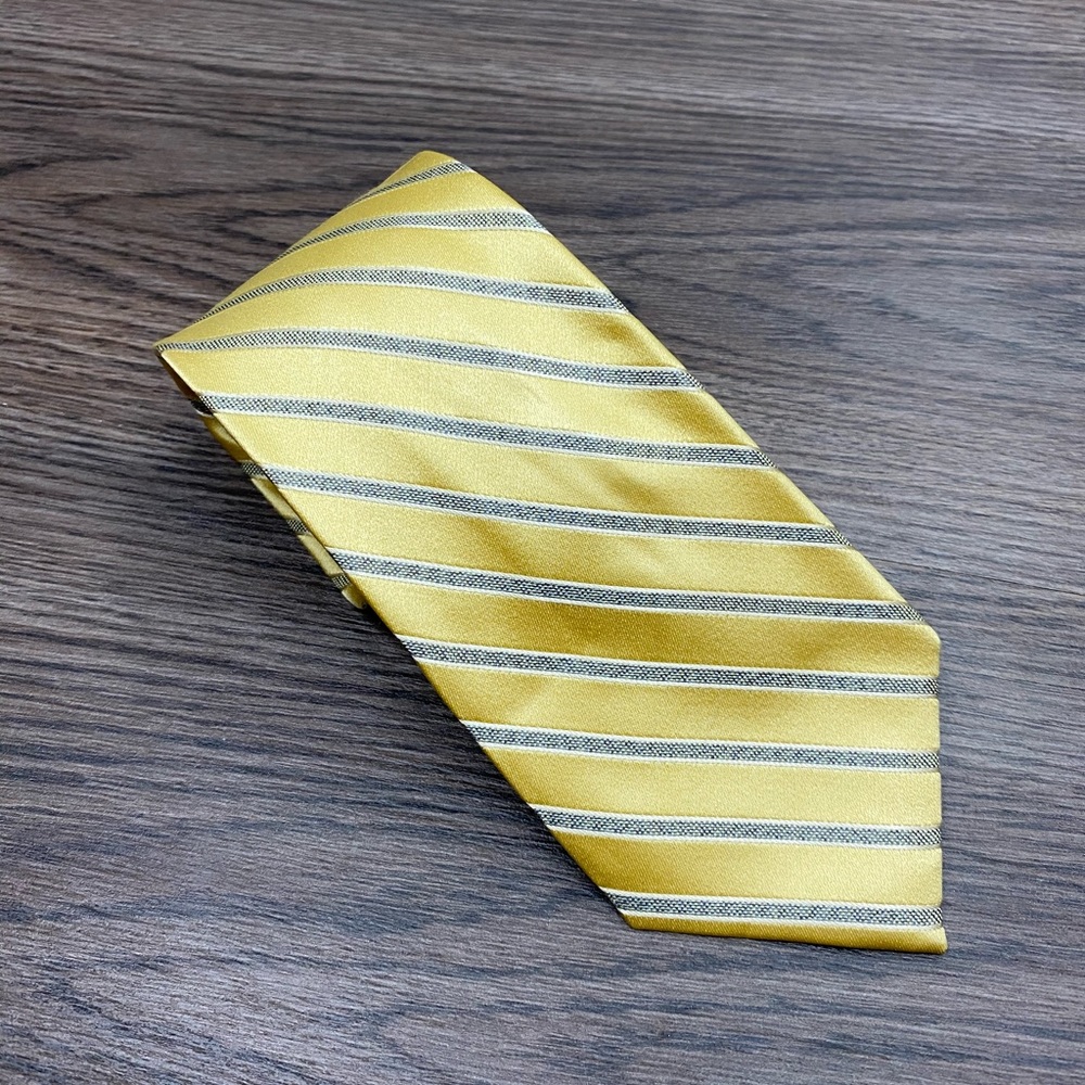 Merona Yellow w/ Grey & White Stripe Tie